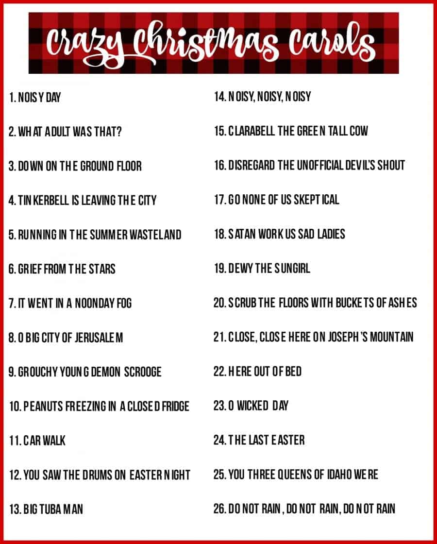 crazy christmas carols printable - a girl and a glue gun